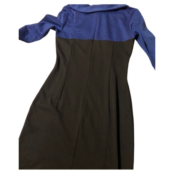 NWT! HOMEYEE Women's Retro Chic Colorblock Lapel Career Tunic Dress blue S (4) - Picture 5 of 13